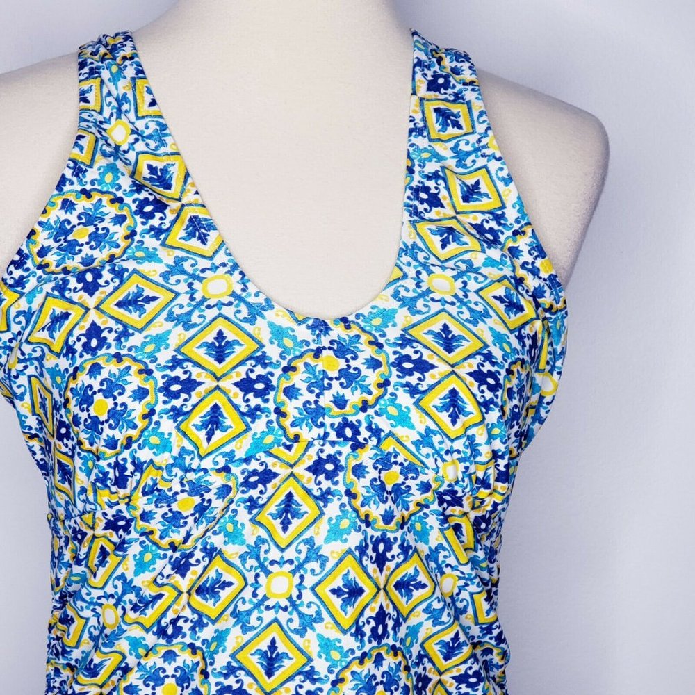 NICOLE MILLER Blue Postage Print Tankini Top - Picture 3 of 9